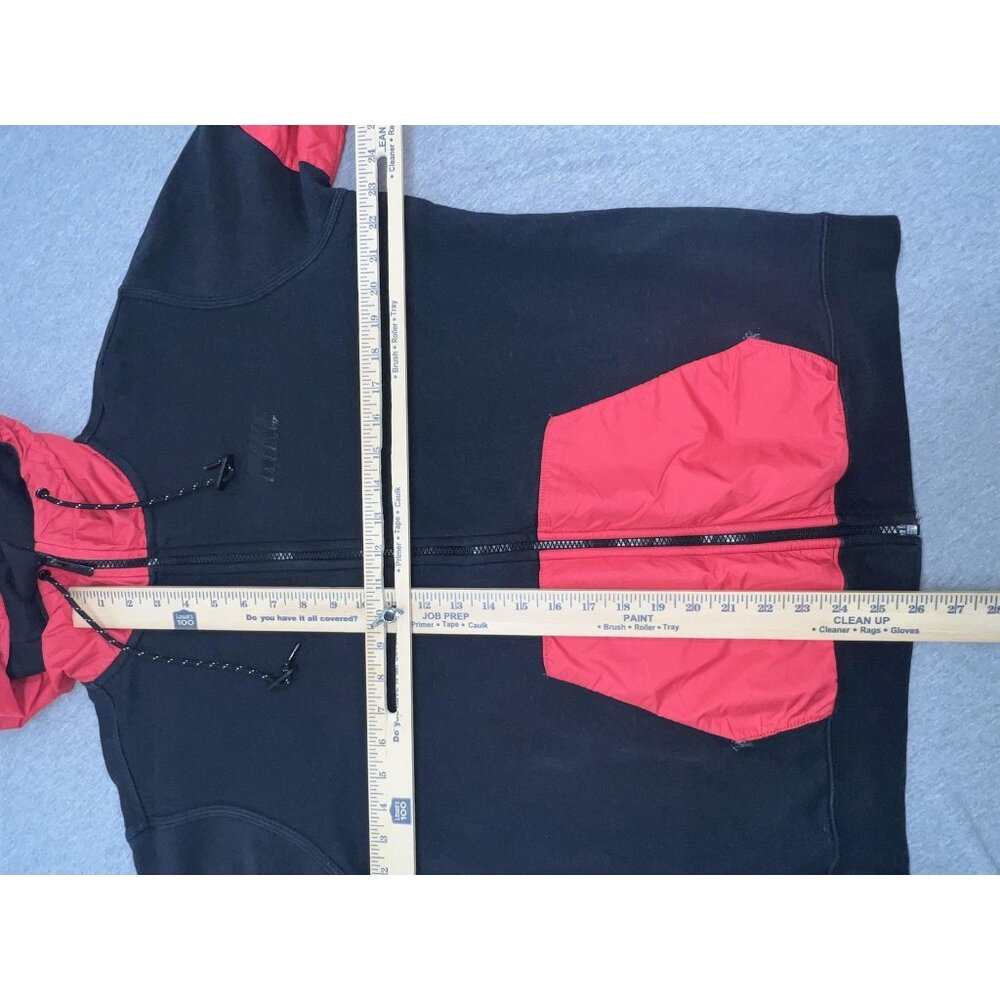 Vintage Nike Hoodie Mens Large Black Red Full Zip Fleece‎ Sweatshirt Thumbholes - Picture 6 of 11